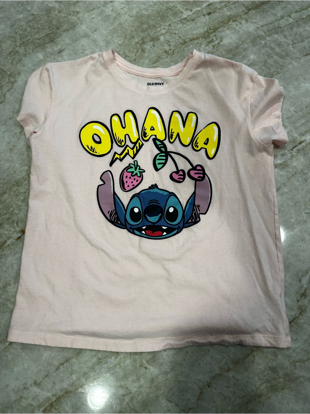 Old Navy Light Pink Stitch 'Ohana' Graphic Tee